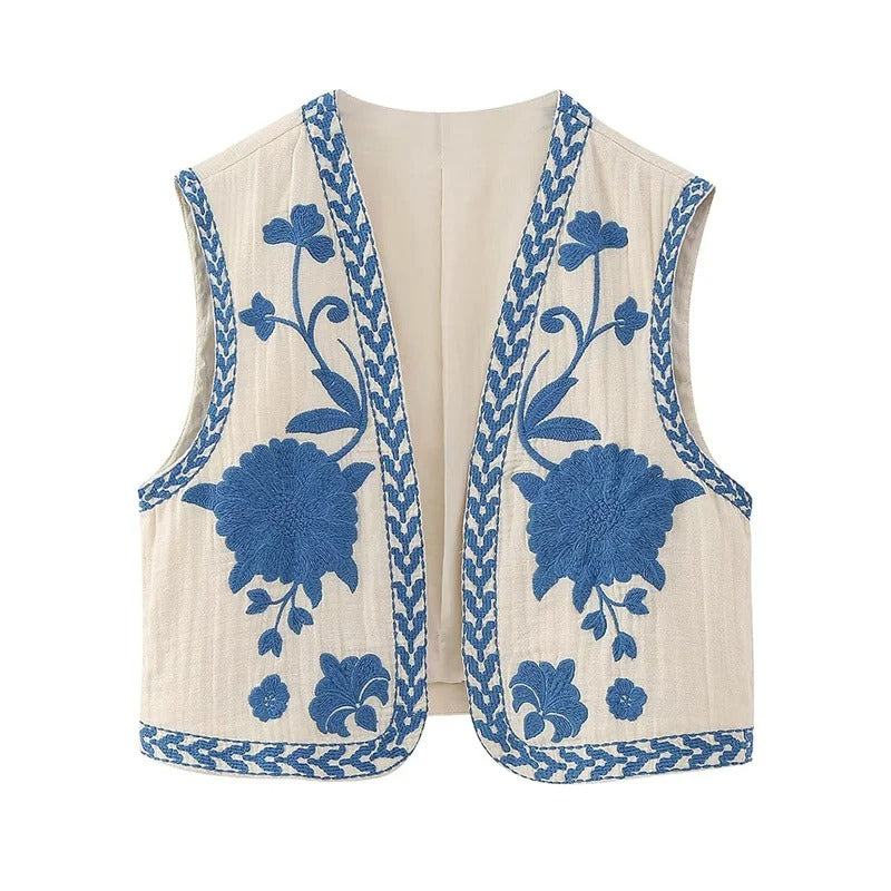 AFFETTO'S Floral Embroidered Vest