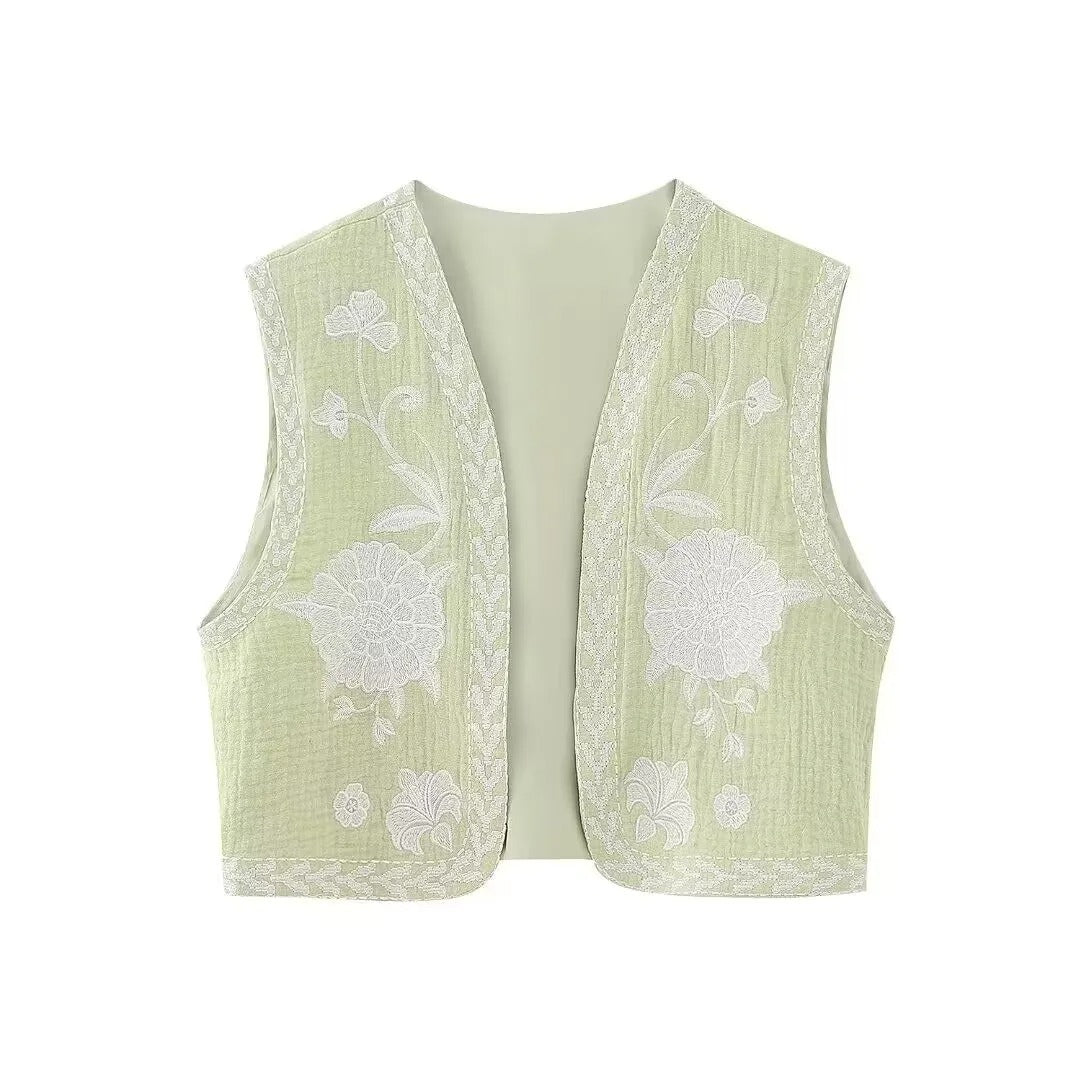 AFFETTO'S Floral Embroidered Vest