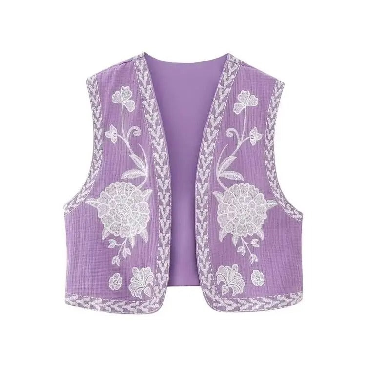 AFFETTO'S Floral Embroidered Vest