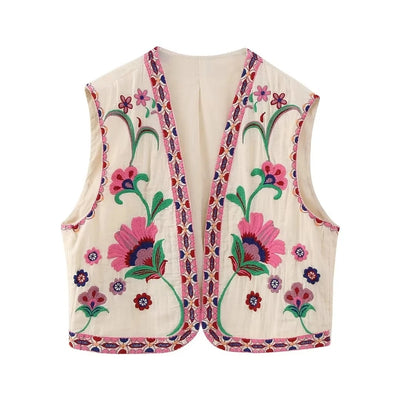 AFFETTO'S Floral Embroidered Vest