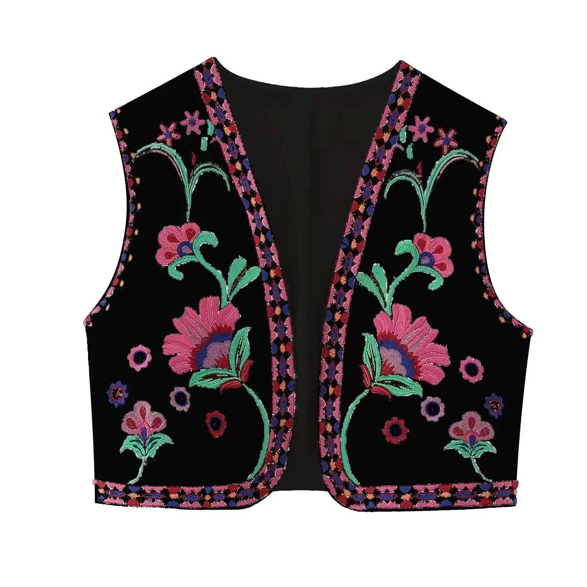 AFFETTO'S Floral Embroidered Vest